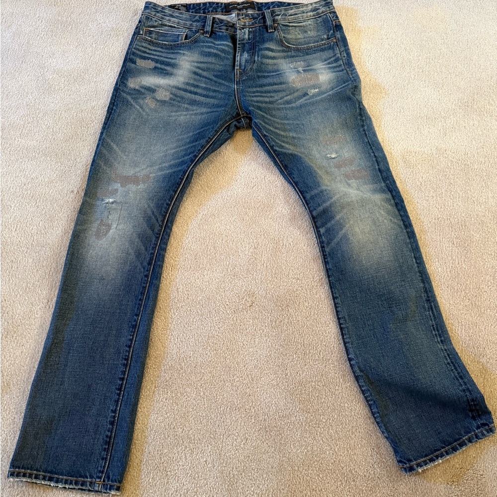 Cult of Individuality Distressed Blue Straight Jeans